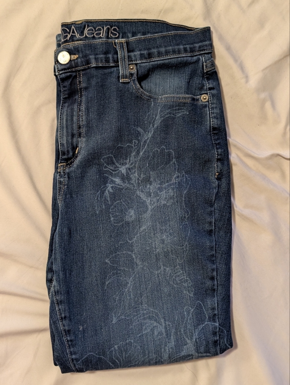 Yoga Jeans Second Floral Laser Etched Skinny Jeans - Made in Canada - Size 30